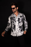 Barabas Wholesale Men's Rhinestones Horse Pattern Long Sleeve Shirts 5SPR04 Silver
