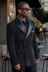 Barabas Wholesale Men's  Glitter Pattern Shiny Peak Lapel Suit Set 4SU22 Black