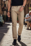 Barabas Men's Solid Color Zip and Camel Straight Fit Pants B2060 Sand