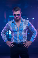 Barabas Wholesale Men El Chapo Blue shirt fantasy 2680