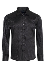 BARABAS Wholesale Men's textured floral button down dress shirts B309 Black