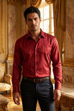 BARABAS Men textured floral button down dress shirts B309 Burgundy