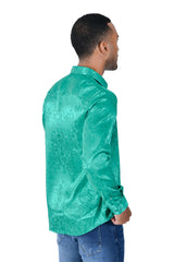 BARABAS Wholesale Men's textured floral button down dress shirts B309 Green