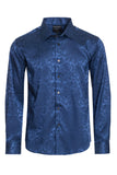 BARABAS Wholesale Men's textured floral button down dress shirts B309 Navy