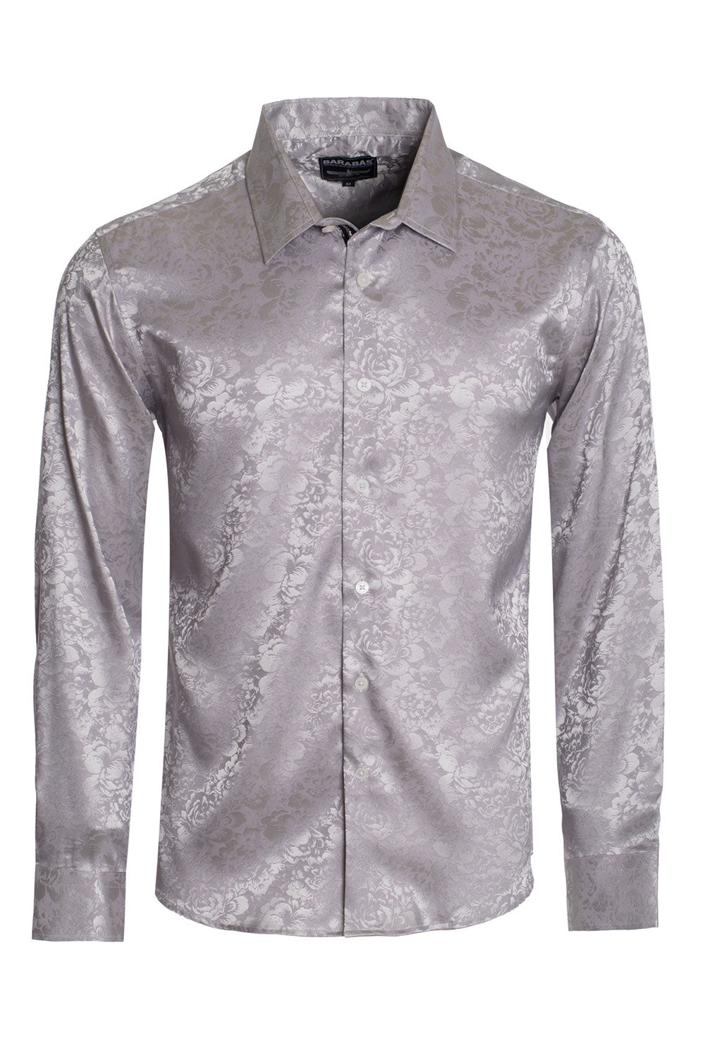 BARABAS Wholesale Men's textured floral button down dress shirts B309 Silver
