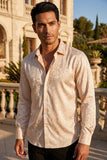 BARABAS Men textured floral button down dress shirts B309 Skin