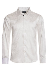 BARABAS Wholesale Men's textured floral button down dress shirts B309 White