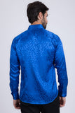 Barabas Wholesale Men textured leopard design pattern button down Shirts B310 Royal