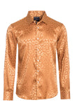 Barabas Wholesale Men textured leopard design pattern button down Shirts B310 Gold