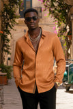 Barabas Wholesale Men textured leopard design pattern button down Shirts B310 Gold