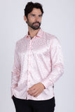 Barabas Wholesale Men textured leopard design pattern button down Shirts B310 Pink