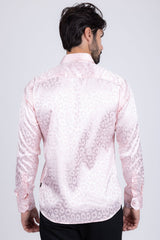 Barabas Wholesale Men textured leopard design pattern button down Shirts B310 Pink