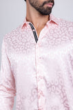 Barabas Wholesale Men textured leopard design pattern button down Shirts B310 Pink