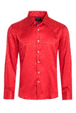 Barabas Wholesale Men textured leopard design pattern button down Shirts B310 Red