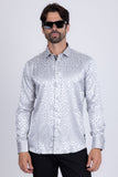 Barabas Wholesale Men textured leopard design pattern button down Shirts B310 Silver