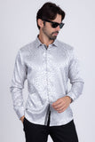 Barabas Wholesale Men textured leopard design pattern button down Shirts B310 Silver