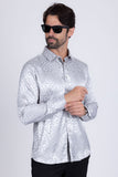 Barabas Wholesale Men textured leopard design pattern button down Shirts B310 Silver