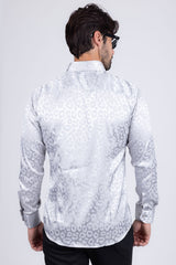 Barabas Wholesale Men textured leopard design pattern button down Shirts B310 Silver