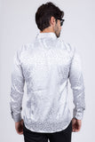 Barabas Wholesale Men textured leopard design pattern button down Shirts B310 Silver