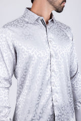 Barabas Wholesale Men textured leopard design pattern button down Shirts B310 Grey