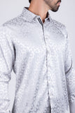 Barabas Wholesale Men textured leopard design pattern button down Shirts B310 Grey