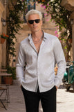 Barabas Wholesale Men textured leopard design pattern button down Shirts B310 Silver