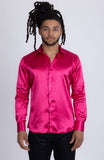 Barabas Wholesale Mens Luxury Shiny Long Sleeve Button Down Metallic Shirts B312  Fuchsia