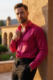 Barabas Wholesale Mens Luxury Shiny Long Sleeve Button Down Metallic Shirts B312 Amaranth