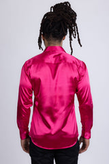 Barabas Wholesale Mens Luxury Shiny Long Sleeve Button Down Metallic Shirts B312 Amaranth