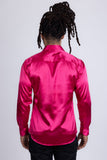 Barabas Wholesale Mens Luxury Shiny Long Sleeve Button Down Metallic Shirts B312 Amaranth