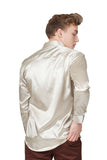 Barabas Wholesale Mens Luxury Shiny Long Sleeve Button Down Metallic Shirts B312 Beige
