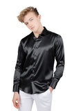 Barabas Wholesale Mens Luxury Metallic Long Sleeve Button Down Shiny shirts B312 Black