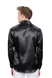 BARABAS Mens Luxury Shiny Long Sleeve Button Down Metallic Shirts B312 Black
