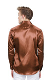 Barabas Wholesale Mens Luxury Metallic Long Sleeve Button Down Shiny shirts B312 Brown