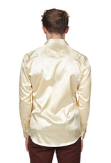 Barabas Wholesale Mens Luxury Shiny Long Sleeve Button Down Metallic Shirts B312 Cream