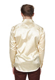 Barabas Wholesale Mens Luxury Shiny Long Sleeve Button Down Metallic Shirts B312 Cream