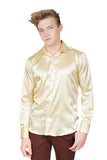 Barabas Wholesale Mens Luxury Shiny Long Sleeve Button Down Metallic Shirts B312 Cream