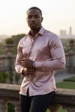 Barabas Wholesale Mens Luxury Shiny Long Sleeve Button Down Metallic Shirts B312 dusty pink