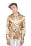 Barabas Wholesale Mens Luxury Shiny Long Sleeve Button Down Metallic Shirts B312 Gold