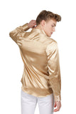 Barabas Wholesale Mens Luxury Shiny Long Sleeve Button Down Metallic Shirts B312 Gold
