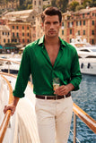 Barabas Wholesale Mens Luxury Shiny Long Sleeve Button Down Metallic Shirts B312 Hunter Green