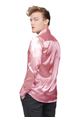Barabas Wholesale Mens Luxury Shiny Long Sleeve Button Down Metallic Shirts B312 Pink