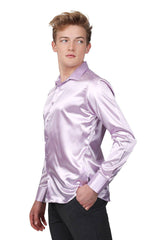 Barabas Wholesale Mens Luxury Shiny Long Sleeve Button Down Metallic Shirts B312 Purple