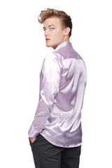 Barabas Wholesale Mens Luxury Shiny Long Sleeve Button Down Metallic Shirts B312 Purple