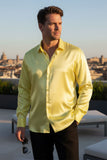 Barabas Wholesale Mens Luxury Shiny Long Sleeve Button Down Metallic Shirts B312 Lemon