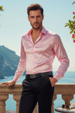 Barabas Wholesale Mens Luxury Shiny Long Sleeve Button Down Metallic Shirts B312 Pink