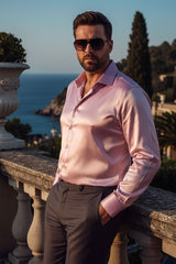 Barabas Wholesale Mens Luxury Shiny Long Sleeve Button Down Metallic Shirts B312 Purple