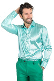 Barabas Wholesale Mens Luxury Shiny Long Sleeve Button Down Metallic Shirts B312 Mint