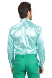 Barabas Wholesale Mens Luxury Shiny Long Sleeve Button Down Metallic Shirts B312 Mint