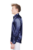 Barabas Wholesale Mens Luxury Shiny Long Sleeve Button Down Metallic Shirts B312 Navy